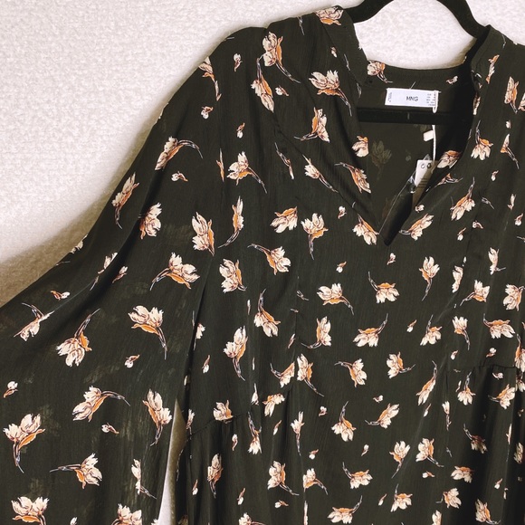 {Mango} black long sleeve printed dress - Picture 1 of 10